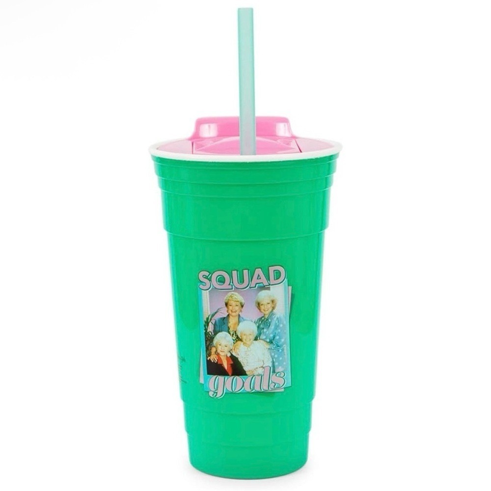 Golden Girls Squad Goals 32oz Travel Tumbler Green Pink Lid Straw GOL405BF